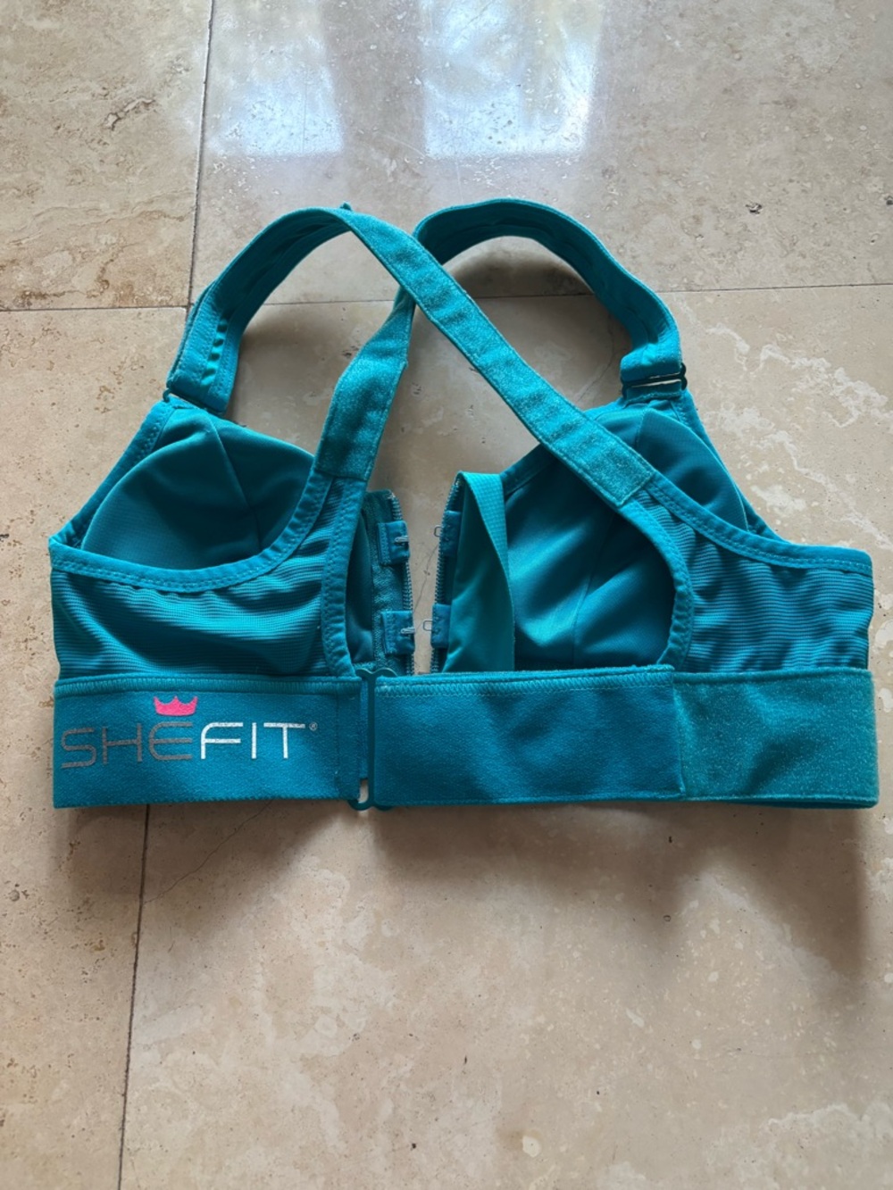 SHEFIT Teal Front-Zip High-Impact Sports Bra - Picture 4 of 5